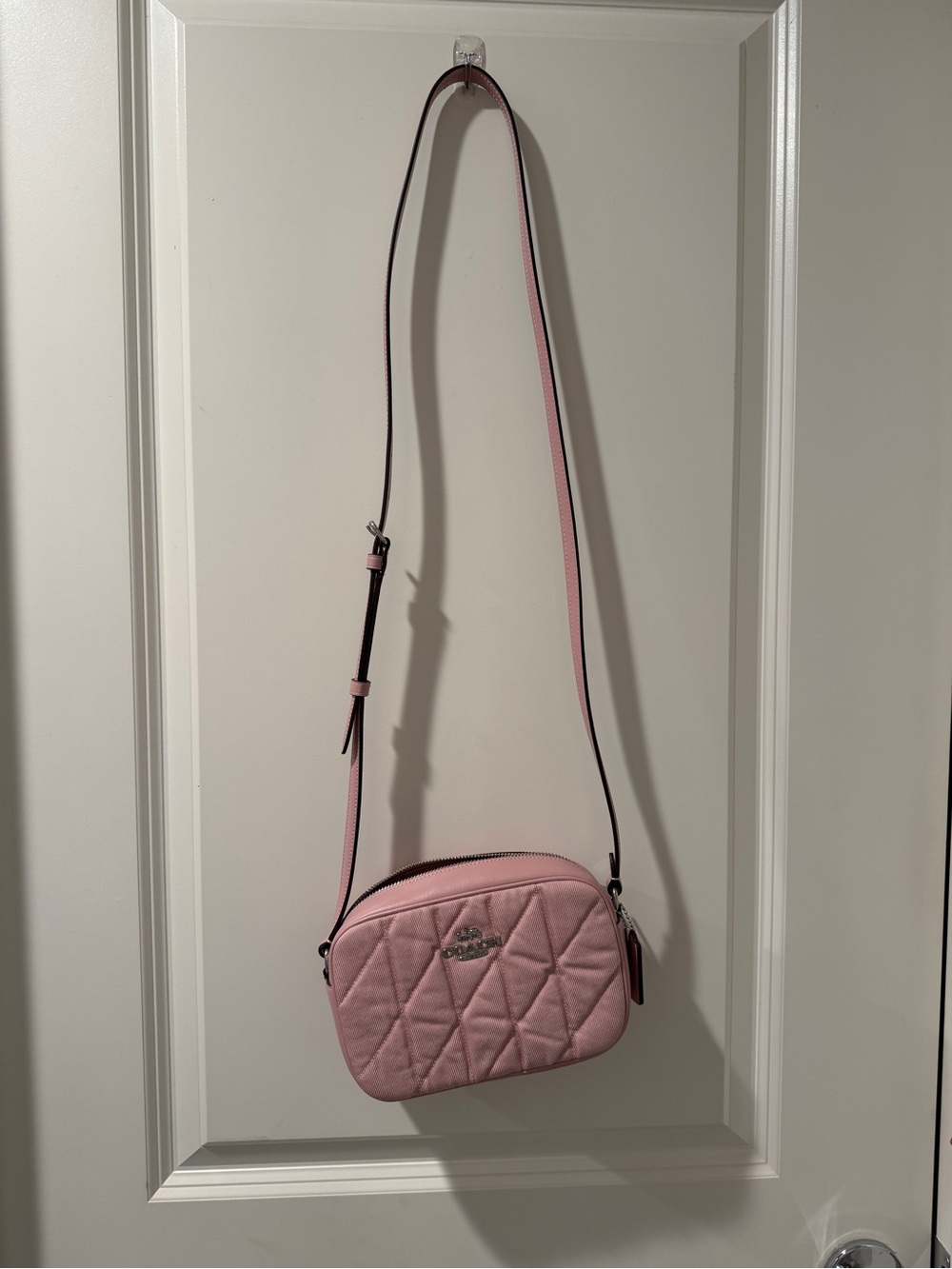 Coach Mini Jamie Camera Bag Pink Quilted Denim Leather - Picture 12 of 12